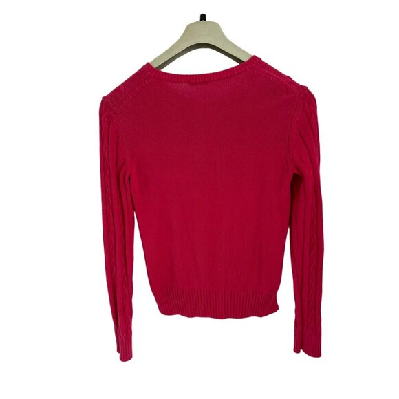 UNITED COLORS Of BENETTON Cable Knitted Crewneck Cotton Red Raspberry Size Small - Picture 7 of 10